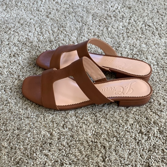J Crew Leather Cutout Slide Sandals in Rich Oak - Picture 3 of 4